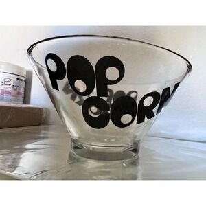 Vintage Mid Century Mod Graphic‎ 1970's Wheaton Glass Popcorn Bowl Serving Set 3